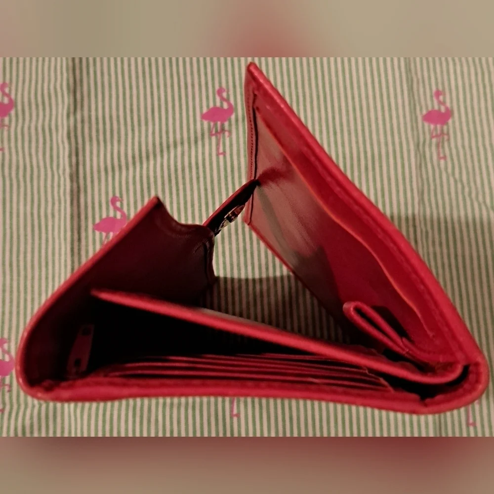 Vintage Sterling Red Incredibly Soft Sheepskin Trifold Wallet Billfold Clutch